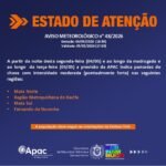 Apac emite alerta laranja de chuvas moderadas e pontualmente fortes em Pernambuco