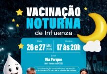 Vacinação noturna contra a Influenza será realizada nesta terça (26) e quarta-feira (27), na Via Parque, em Caruaru