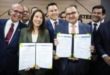 Após anúncio de retomada da Transnordestina, governadora Raquel Lyra e ministro dos Transportes, George Santoro, garantem R$ 473 milhões em obras de infraestrutura