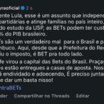 Raquel comenta em postagem de Lula e novamente se posiciona contrária às bets